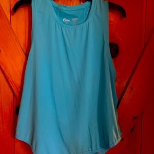 ZYIA blue panel split back mesh tank